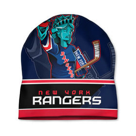 Шапка 3D с принтом New York Rangers в Петрозаводске, 100% полиэстер | универсальный размер, печать по всей поверхности изделия | Тематика изображения на принте: new york rangers | nhl | stanley cup | кубок стенли | кубок стэнли | нхл | нью йорк рейнджерс | нью йорк рейнджеры | рейнджеры | хоккей | хоккейный клуб