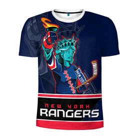 Мужская футболка 3D спортивная с принтом New York Rangers в Петрозаводске, 100% полиэстер с улучшенными характеристиками | приталенный силуэт, круглая горловина, широкие плечи, сужается к линии бедра | new york rangers | nhl | stanley cup | кубок стенли | кубок стэнли | нхл | нью йорк рейнджерс | нью йорк рейнджеры | рейнджеры | хоккей | хоккейный клуб