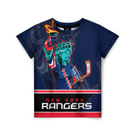 Детская футболка 3D с принтом New York Rangers в Петрозаводске, 100% гипоаллергенный полиэфир | прямой крой, круглый вырез горловины, длина до линии бедер, чуть спущенное плечо, ткань немного тянется | new york rangers | nhl | stanley cup | кубок стенли | кубок стэнли | нхл | нью йорк рейнджерс | нью йорк рейнджеры | рейнджеры | хоккей | хоккейный клуб