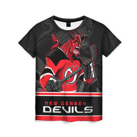 Женская футболка 3D с принтом New Jersey Devils в Петрозаводске, 100% полиэфир ( синтетическое хлопкоподобное полотно) | прямой крой, круглый вырез горловины, длина до линии бедер | new jersey devils | nhl | stanley cup | дъяволы нью джерси | калинин | кубок стенли | кубок стэнли | нхл | нью джерси девилз | хоккей | хоккейный клуб