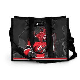 Сумка-шоппер 3D с принтом New Jersey Devils в Петрозаводске, 100% полиэстер | застегивается на металлическую кнопку; внутренний карман застегивается на молнию. Стенки укреплены специальным мягким материалом, чтобы защитить содержимое от несильных ударов
 | new jersey devils | nhl | stanley cup | дъяволы нью джерси | калинин | кубок стенли | кубок стэнли | нхл | нью джерси девилз | хоккей | хоккейный клуб