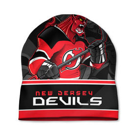 Шапка 3D с принтом New Jersey Devils в Петрозаводске, 100% полиэстер | универсальный размер, печать по всей поверхности изделия | Тематика изображения на принте: new jersey devils | nhl | stanley cup | дъяволы нью джерси | калинин | кубок стенли | кубок стэнли | нхл | нью джерси девилз | хоккей | хоккейный клуб