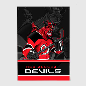 Постер с принтом New Jersey Devils в Петрозаводске, 100% бумага
 | бумага, плотность 150 мг. Матовая, но за счет высокого коэффициента гладкости имеет небольшой блеск и дает на свету блики, но в отличии от глянцевой бумаги не покрыта лаком | new jersey devils | nhl | stanley cup | дъяволы нью джерси | калинин | кубок стенли | кубок стэнли | нхл | нью джерси девилз | хоккей | хоккейный клуб