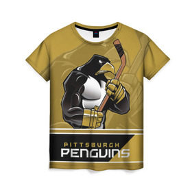 Женская футболка 3D с принтом Pittsburgh Penguins в Петрозаводске, 100% полиэфир ( синтетическое хлопкоподобное полотно) | прямой крой, круглый вырез горловины, длина до линии бедер | nhl | pittsburgh penguins | stanley cup | кросби | кубок стенли | кубок стэнли | малкин | нхл | пингвинс | питтсбург пингвинз | сидни кросби | хоккей | хоккейный клуб