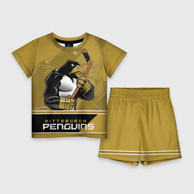 Детский костюм с шортами 3D с принтом Pittsburgh Penguins в Петрозаводске,  |  | Тематика изображения на принте: nhl | pittsburgh penguins | stanley cup | кросби | кубок стенли | кубок стэнли | малкин | нхл | пингвинс | питтсбург пингвинз | сидни кросби | хоккей | хоккейный клуб