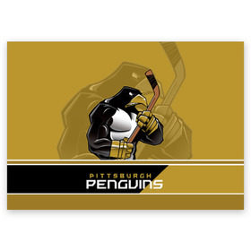 Поздравительная открытка с принтом Pittsburgh Penguins в Петрозаводске, 100% бумага | плотность бумаги 280 г/м2, матовая, на обратной стороне линовка и место для марки
 | nhl | pittsburgh penguins | stanley cup | кросби | кубок стенли | кубок стэнли | малкин | нхл | пингвинс | питтсбург пингвинз | сидни кросби | хоккей | хоккейный клуб