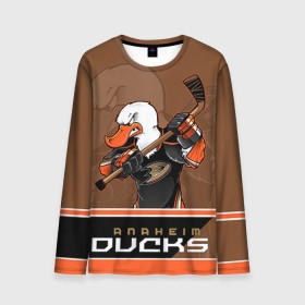 Мужской лонгслив 3D с принтом Anaheim Ducks в Петрозаводске, 100% полиэстер | длинные рукава, круглый вырез горловины, полуприлегающий силуэт | anaheim ducks | nhl | stanley cup | кубок стенли | кубок стэнли | нхл | хоккей | хоккейный клуб