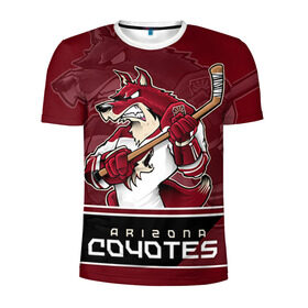 Мужская футболка 3D спортивная с принтом Arizona Coyotes в Петрозаводске, 100% полиэстер с улучшенными характеристиками | приталенный силуэт, круглая горловина, широкие плечи, сужается к линии бедра | arizona coyotes | nhl | stanley cup | аризона койотис | аризона койоты | кубок стенли | кубок стэнли | нхл | хоккей | хоккейный клуб