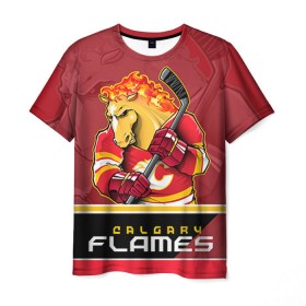 Мужская футболка 3D с принтом Calgary Flames в Петрозаводске, 100% полиэфир | прямой крой, круглый вырез горловины, длина до линии бедер | calgary flames | nhl | stanley cup | калгари флэймз | кубок стенли | кубок стэнли | нхл | флэймс | хоккей | хоккейный клуб