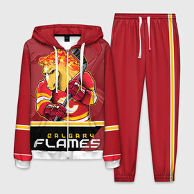 Мужской костюм 3D с принтом Calgary Flames в Петрозаводске, 100% полиэстер | Манжеты и пояс оформлены тканевой резинкой, двухслойный капюшон со шнурком для регулировки, карманы спереди | calgary flames | nhl | stanley cup | калгари флэймз | кубок стенли | кубок стэнли | нхл | флэймс | хоккей | хоккейный клуб