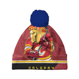 Шапка 3D c помпоном с принтом Calgary Flames в Петрозаводске, 100% полиэстер | универсальный размер, печать по всей поверхности изделия | calgary flames | nhl | stanley cup | калгари флэймз | кубок стенли | кубок стэнли | нхл | флэймс | хоккей | хоккейный клуб