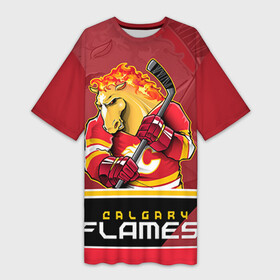 Платье-футболка 3D с принтом Calgary Flames в Петрозаводске,  |  | calgary flames | nhl | stanley cup | калгари флэймз | кубок стенли | кубок стэнли | нхл | флэймс | хоккей | хоккейный клуб