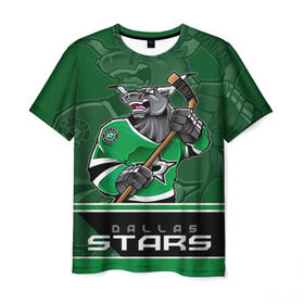 Мужская футболка 3D с принтом Dallas Stars в Петрозаводске, 100% полиэфир | прямой крой, круглый вырез горловины, длина до линии бедер | dallas stars | nhl | stanley cup | даллас | даллас старз | кубок стенли | кубок стэнли | ничушкин | нхл | хоккей | хоккейный клуб