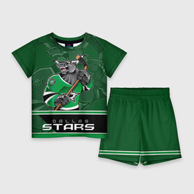 Детский костюм с шортами 3D с принтом Dallas Stars в Петрозаводске,  |  | Тематика изображения на принте: dallas stars | nhl | stanley cup | даллас | даллас старз | кубок стенли | кубок стэнли | ничушкин | нхл | хоккей | хоккейный клуб