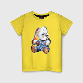 Детская футболка хлопок с принтом Акварельная плюшевая собачка в Петрозаводске, 100% хлопок | круглый вырез горловины, полуприлегающий силуэт, длина до линии бедер | акварель | дети | животные | игрушки