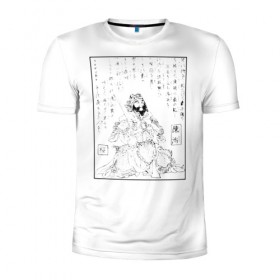 Мужская футболка 3D спортивная с принтом Japanese Engraving в Петрозаводске, 100% полиэстер с улучшенными характеристиками | приталенный силуэт, круглая горловина, широкие плечи, сужается к линии бедра | 