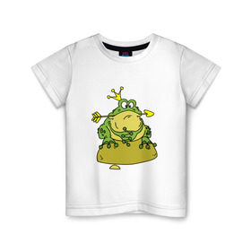 Детская футболка хлопок с принтом Царевна лягушка в Петрозаводске, 100% хлопок | круглый вырез горловины, полуприлегающий силуэт, длина до линии бедер | Тематика изображения на принте: сказка | стрела
