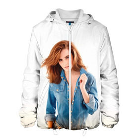 Мужская куртка 3D с принтом Emma Watson в Петрозаводске, ткань верха — 100% полиэстер, подклад — флис | прямой крой, подол и капюшон оформлены резинкой с фиксаторами, два кармана без застежек по бокам, один большой потайной карман на груди. Карман на груди застегивается на липучку | знаменитости