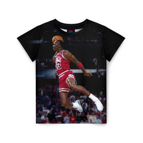 Детская футболка 3D с принтом Michael Jordan в Петрозаводске, 100% гипоаллергенный полиэфир | прямой крой, круглый вырез горловины, длина до линии бедер, чуть спущенное плечо, ткань немного тянется | michael jordan | баскетбол | майкл джордан | нба