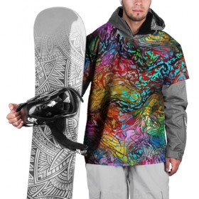 Накидка на куртку 3D с принтом Буйство красок в Петрозаводске, 100% полиэстер |  | краски | линии | мозаика | орнамент | узор | цвет