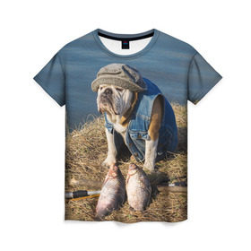 Женская футболка 3D с принтом Bulldog 13 в Петрозаводске, 100% полиэфир ( синтетическое хлопкоподобное полотно) | прямой крой, круглый вырез горловины, длина до линии бедер | bulldog blogger | tecuaniventura | блоггер | бульдог | бульдог блоггер | животные | карамелька | собаки