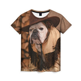 Женская футболка 3D с принтом Bulldog 6 в Петрозаводске, 100% полиэфир ( синтетическое хлопкоподобное полотно) | прямой крой, круглый вырез горловины, длина до линии бедер | bulldog blogger | tecuaniventura | блоггер | бульдог | бульдог блоггер | животные | карамелька | собаки