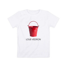 Детская футболка хлопок с принтом LOUS VEDRON в Петрозаводске, 100% хлопок | круглый вырез горловины, полуприлегающий силуэт, длина до линии бедер | louis vuetton | lous vedron | антибренд | бренд | луи витон | пародии