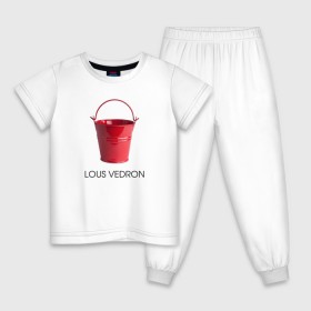 Детская пижама хлопок с принтом LOUS VEDRON в Петрозаводске, 100% хлопок |  брюки и футболка прямого кроя, без карманов, на брюках мягкая резинка на поясе и по низу штанин
 | louis vuetton | lous vedron | антибренд | бренд | луи витон | пародии