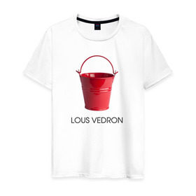 Мужская футболка хлопок с принтом LOUS VEDRON в Петрозаводске, 100% хлопок | прямой крой, круглый вырез горловины, длина до линии бедер, слегка спущенное плечо. | louis vuetton | lous vedron | антибренд | бренд | луи витон | пародии