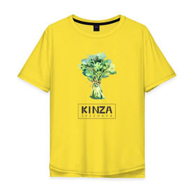 Мужская футболка хлопок Oversize с принтом KINZA в Петрозаводске, 100% хлопок | свободный крой, круглый ворот, “спинка” длиннее передней части | kenzo | kinza | антибренд | бренд | кензо | кинза | пародии