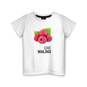 Детская футболка хлопок с принтом LOVE MALINO в Петрозаводске, 100% хлопок | круглый вырез горловины, полуприлегающий силуэт, длина до линии бедер | love moschino | антибренд | бренд | лав малино | лав москино | малино | пародии