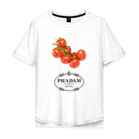 Мужская футболка хлопок Oversize с принтом PRADAM в Петрозаводске, 100% хлопок | свободный крой, круглый ворот, “спинка” длиннее передней части | prada | pradam | антибренд | бренд | пародии | прада | прадам