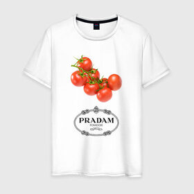 Мужская футболка хлопок с принтом PRADAM в Петрозаводске, 100% хлопок | прямой крой, круглый вырез горловины, длина до линии бедер, слегка спущенное плечо. | prada | pradam | антибренд | бренд | пародии | прада | прадам