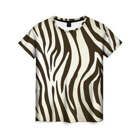 Женская футболка 3D с принтом Шкура зебры в Петрозаводске, 100% полиэфир ( синтетическое хлопкоподобное полотно) | прямой крой, круглый вырез горловины, длина до линии бедер | африка | животные | звери | зебра | фауна