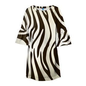 Детское платье 3D с принтом Шкура зебры в Петрозаводске, 100% полиэстер | прямой силуэт, чуть расширенный к низу. Круглая горловина, на рукавах — воланы | Тематика изображения на принте: африка | животные | звери | зебра | фауна
