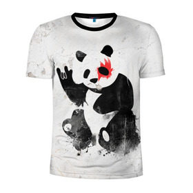 Мужская футболка 3D спортивная с принтом Рок-панда в Петрозаводске, 100% полиэстер с улучшенными характеристиками | приталенный силуэт, круглая горловина, широкие плечи, сужается к линии бедра | rock | коза | метал | панда | рок