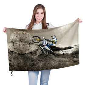 Флаг 3D с принтом husqvarna в Петрозаводске, 100% полиэстер | плотность ткани — 95 г/м2, размер — 67 х 109 см. Принт наносится с одной стороны | husqvarna