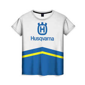 Женская футболка 3D с принтом husqvarna в Петрозаводске, 100% полиэфир ( синтетическое хлопкоподобное полотно) | прямой крой, круглый вырез горловины, длина до линии бедер | husqvarna
