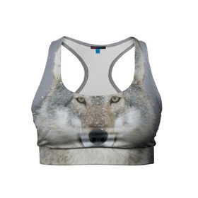 Женский спортивный топ 3D с принтом Мягкие ушки в Петрозаводске, 82% полиэстер, 18% спандекс Ткань безопасна для здоровья, позволяет коже дышать, не мнется и не растягивается |  | Тематика изображения на принте: зверь | зима