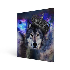 Холст квадратный с принтом King Wolf в Петрозаводске, 100% ПВХ |  | животное | зверь | космос | природа волк | русь | славяне