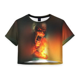 Женская футболка 3D укороченная с принтом Imp from Doom в Петрозаводске, 100% полиэстер | круглая горловина, длина футболки до линии талии, рукава с отворотами | 