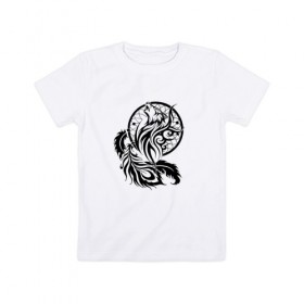 Детская футболка хлопок с принтом Ловец снов в Петрозаводске, 100% хлопок | круглый вырез горловины, полуприлегающий силуэт, длина до линии бедер | волк | ловец снов | трайбл | фауна | этно