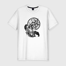 Мужская футболка премиум с принтом Ловец снов в Петрозаводске, 92% хлопок, 8% лайкра | приталенный силуэт, круглый вырез ворота, длина до линии бедра, короткий рукав | волк | ловец снов | трайбл | фауна | этно