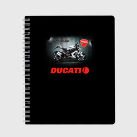 Тетрадь с принтом Ducati 4 в Петрозаводске, 100% бумага | 48 листов, плотность листов — 60 г/м2, плотность картонной обложки — 250 г/м2. Листы скреплены сбоку удобной пружинной спиралью. Уголки страниц и обложки скругленные. Цвет линий — светло-серый
 | ducati | moto | дукати | мото | мотоцикл | мотоциклы