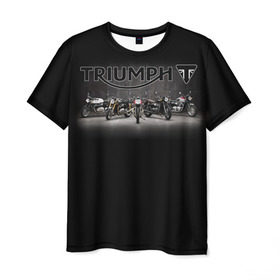 Мужская футболка 3D с принтом Triumph 5 в Петрозаводске, 100% полиэфир | прямой крой, круглый вырез горловины, длина до линии бедер | moto | triumph | мотоцикл | мотоциклы | триумф