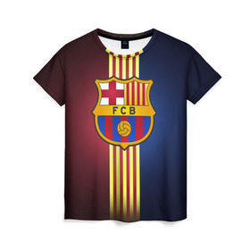 Женская футболка 3D с принтом Barcelona FC в Петрозаводске, 100% полиэфир ( синтетическое хлопкоподобное полотно) | прямой крой, круглый вырез горловины, длина до линии бедер | барса | барселона | испания | клуб | фк | футбол | футбольный
