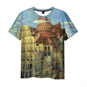 Мужская футболка 3D с принтом Вавилонская башня в Петрозаводске, 100% полиэфир | прямой крой, круглый вырез горловины, длина до линии бедер | вавилонская башня