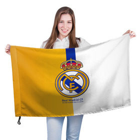 Флаг 3D с принтом Real Madrid CF в Петрозаводске, 100% полиэстер | плотность ткани — 95 г/м2, размер — 67 х 109 см. Принт наносится с одной стороны | football | испания | клуб | мадрид | реал | фк | футбольный