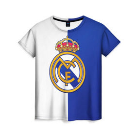Женская футболка 3D с принтом Real Madrid в Петрозаводске, 100% полиэфир ( синтетическое хлопкоподобное полотно) | прямой крой, круглый вырез горловины, длина до линии бедер | football | испания | клуб | мадрид | реал | фк | футбольный