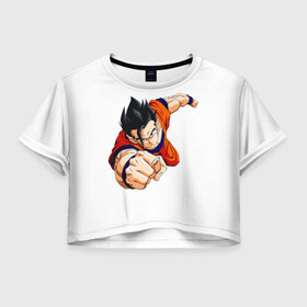 Женская футболка 3D укороченная с принтом Dragon Ball в Петрозаводске, 100% полиэстер | круглая горловина, длина футболки до линии талии, рукава с отворотами | Тематика изображения на принте: 